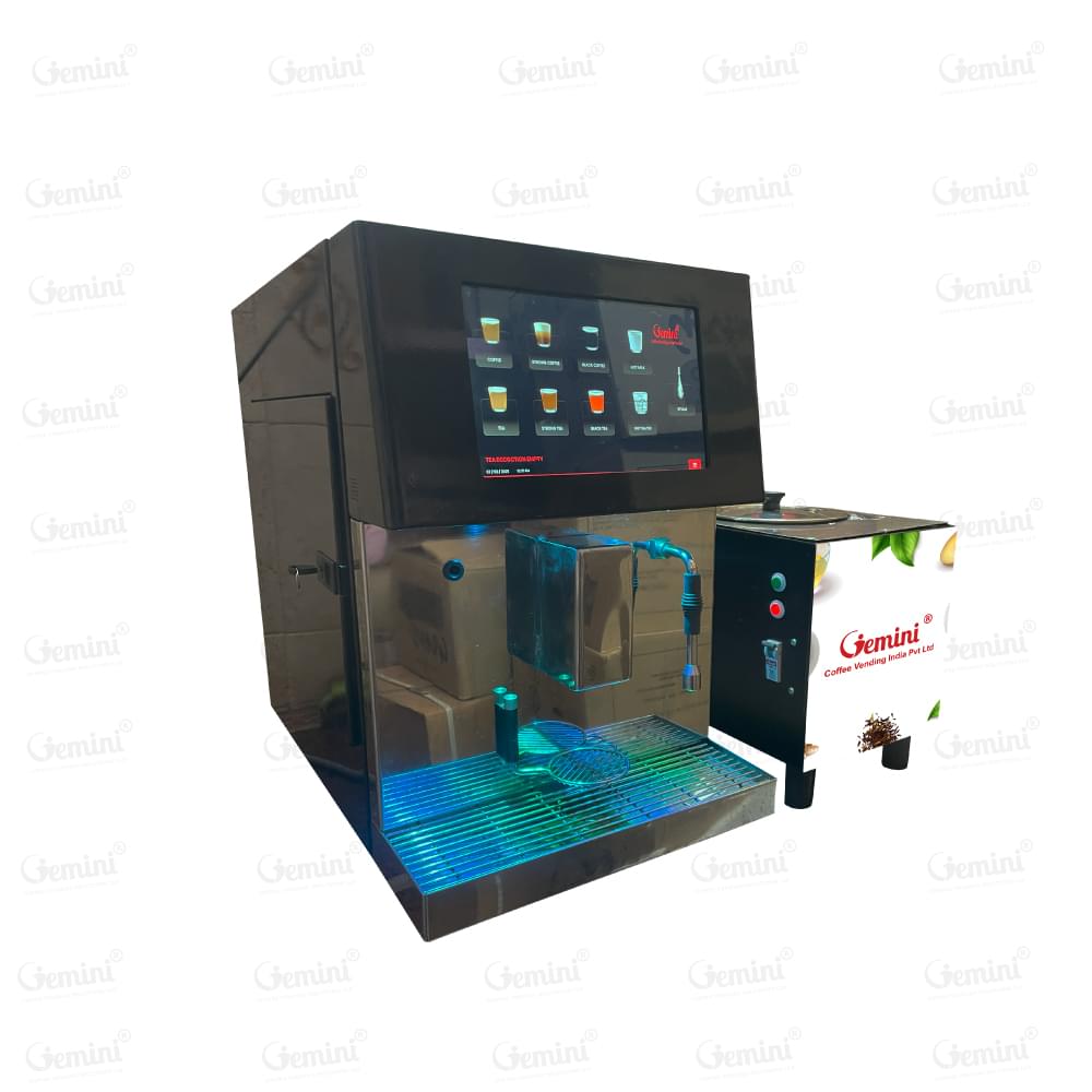A modern coffee machine equipped with a digital display for user-friendly settings and brewing options