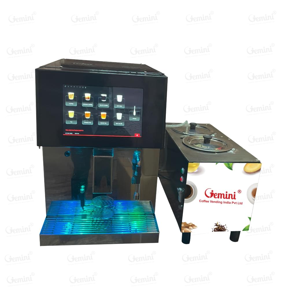A modern coffee machine equipped with a digital display for user-friendly settings and brewing options